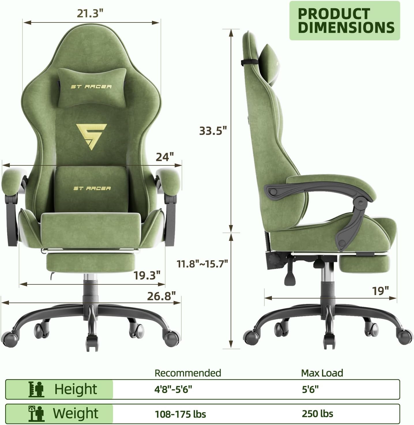 Gaming Chair Racing for Adult, - đánh giá và giá Massage