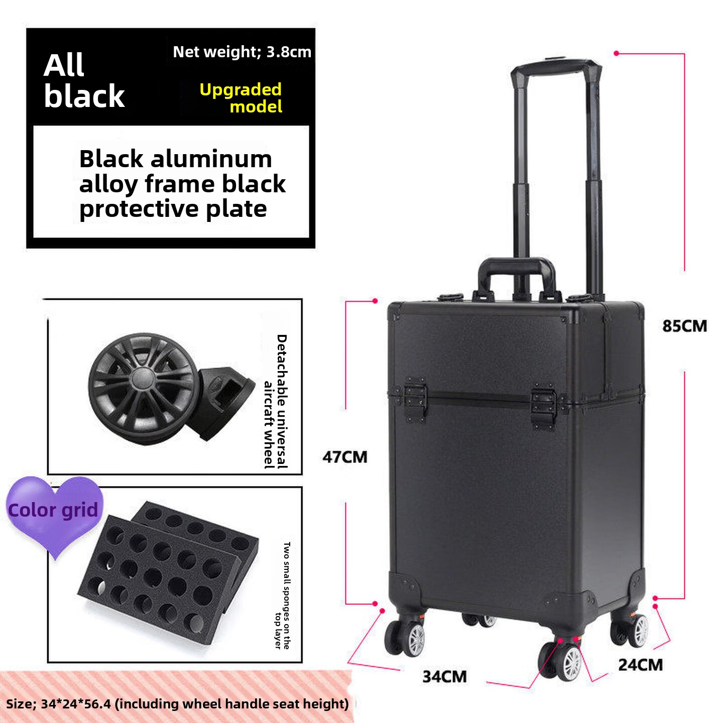Rolling Makeup Case, Lockable  - đánh giá và giá Makeup