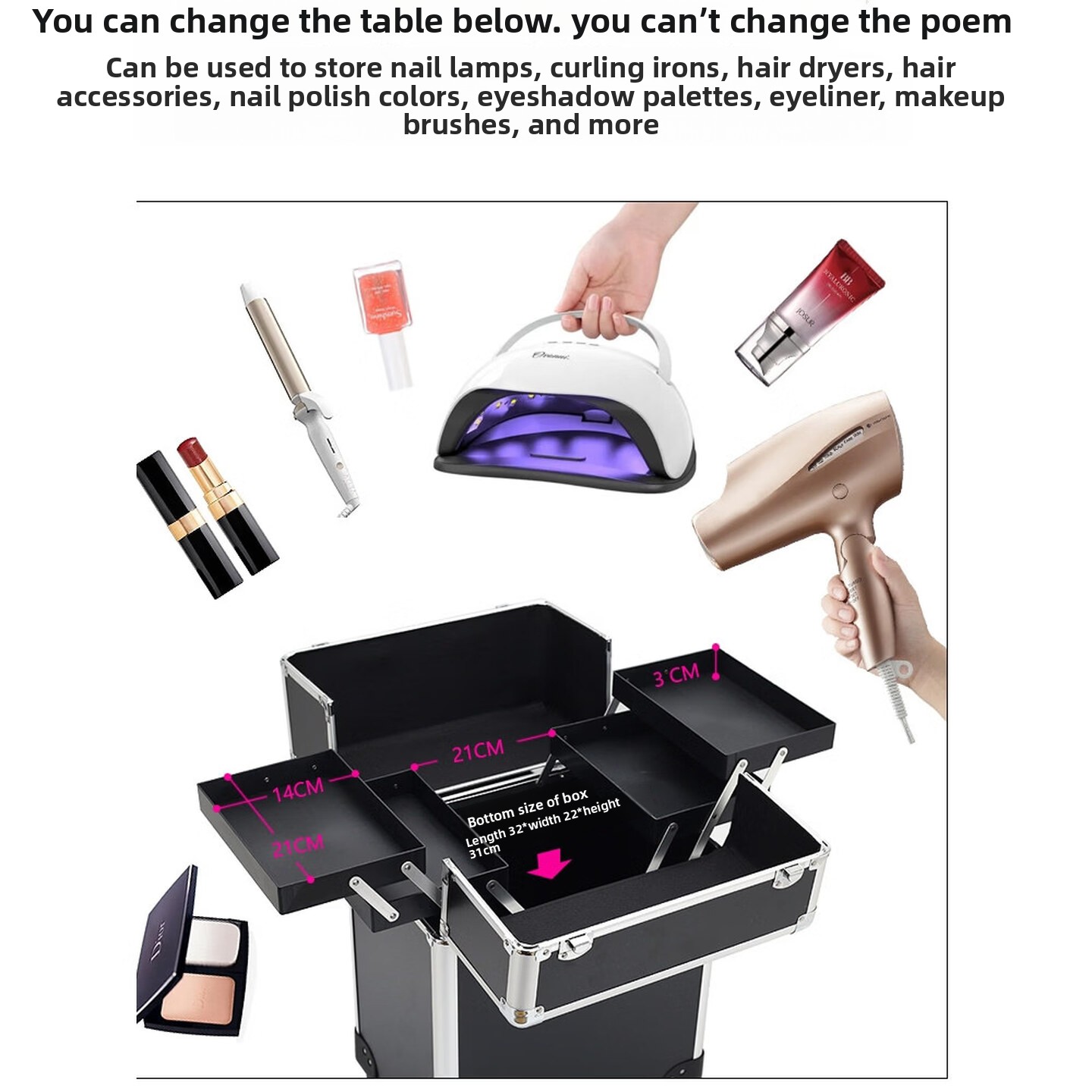 Rolling Makeup Case, Lockable  - đánh giá và giá Makeup