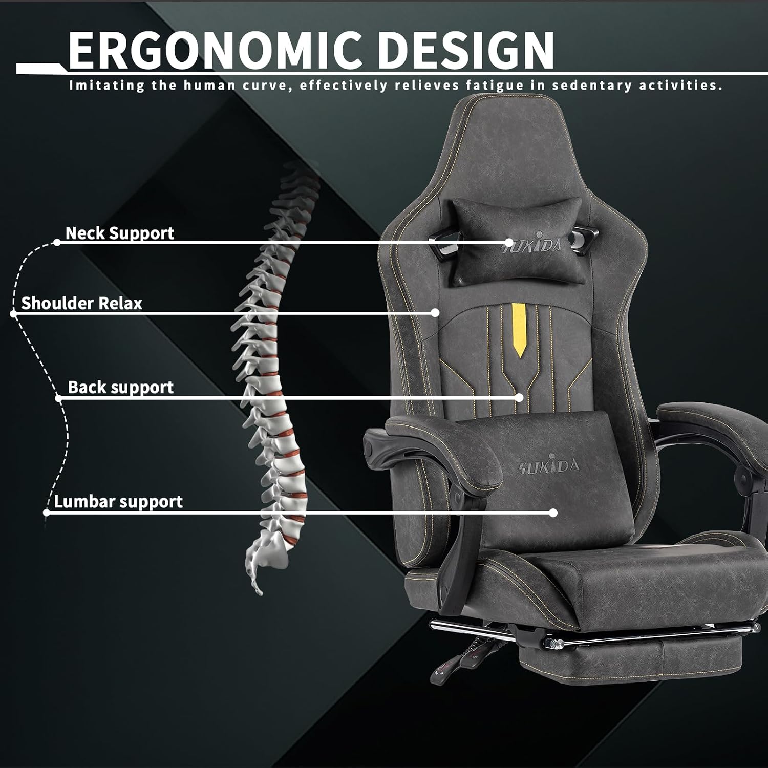 Gaming Chair with Footrest Erg - đánh giá và giá Massage