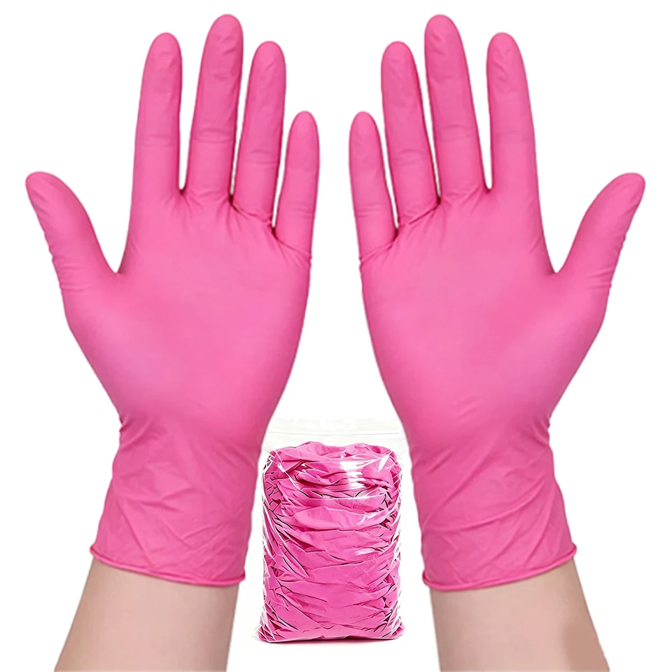 50PCS Deep Pink Nitrile Gloves - đánh giá và giá Nail Art