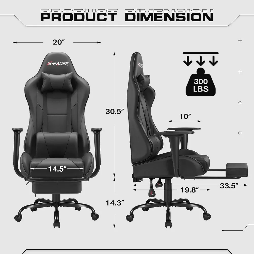 Gaming Chair with Footrest Mas - đánh giá và giá Massage