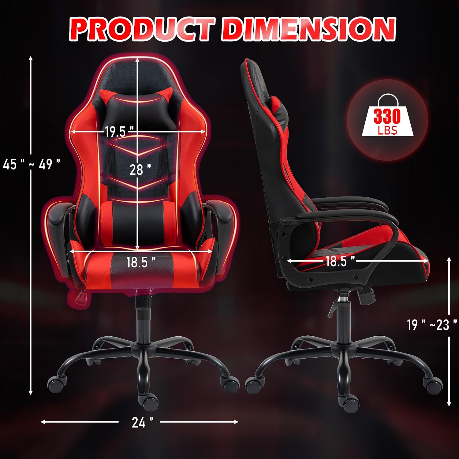 Red Ergonomic Gaming Chair Mas - đánh giá và giá Massage